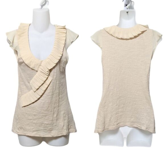 DELETTA Trickle Down Ruffle Pleated Sleeveless Top - Picture 9 of 9